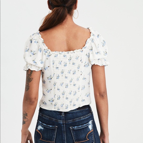 AE Off-the-shoulder lace-up top NWT - Picture 2 of 7